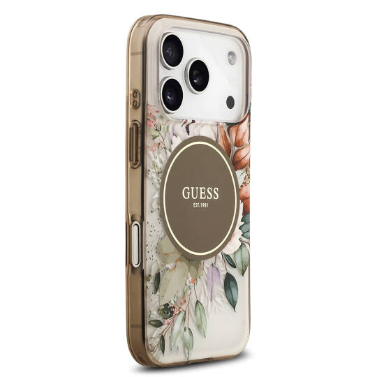 Apple iPhone 17 Pro Kılıf Guess Orjinal Lisanslı M-safe Şarj Özellikli Flower Tonal Circle Kapak - 14