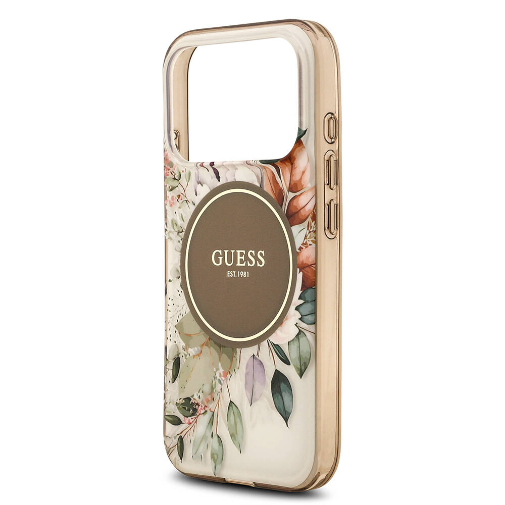 Apple iPhone 17 Pro Kılıf Guess Orjinal Lisanslı M-safe Şarj Özellikli Flower Tonal Circle Kapak - 16