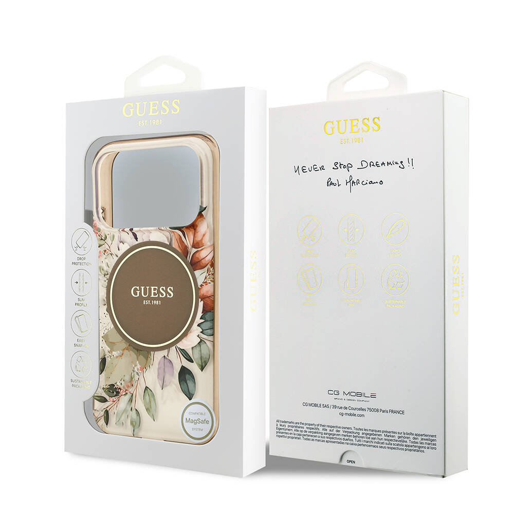 Apple iPhone 17 Pro Kılıf Guess Orjinal Lisanslı M-safe Şarj Özellikli Flower Tonal Circle Kapak - 18