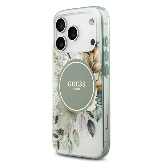 Apple iPhone 17 Pro Kılıf Guess Orjinal Lisanslı M-safe Şarj Özellikli Flower Tonal Circle Kapak - 19