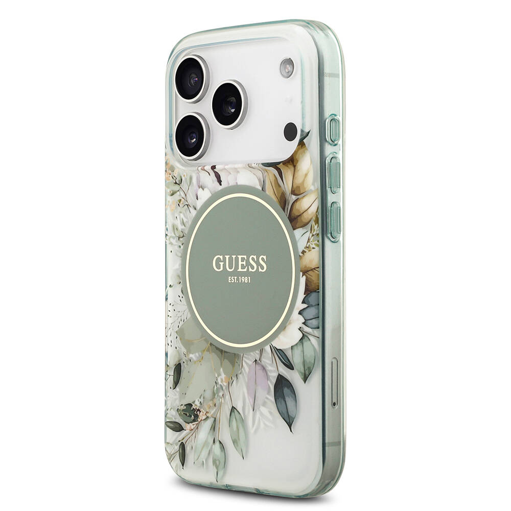 Apple iPhone 17 Pro Kılıf Guess Orjinal Lisanslı M-safe Şarj Özellikli Flower Tonal Circle Kapak - 19