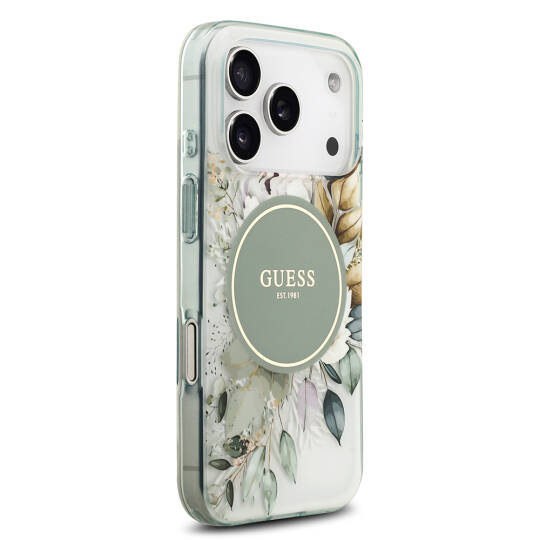 Apple iPhone 17 Pro Kılıf Guess Orjinal Lisanslı M-safe Şarj Özellikli Flower Tonal Circle Kapak - 21