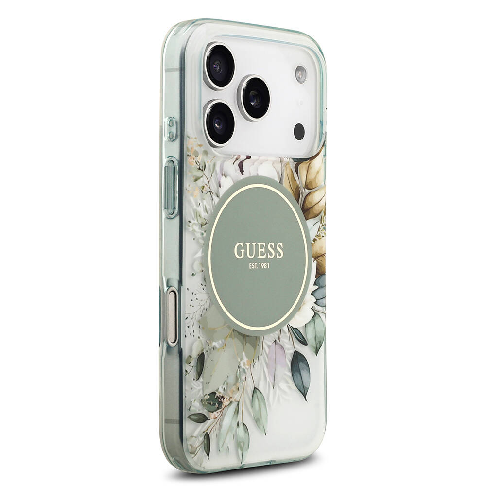 Apple iPhone 17 Pro Kılıf Guess Orjinal Lisanslı M-safe Şarj Özellikli Flower Tonal Circle Kapak - 21