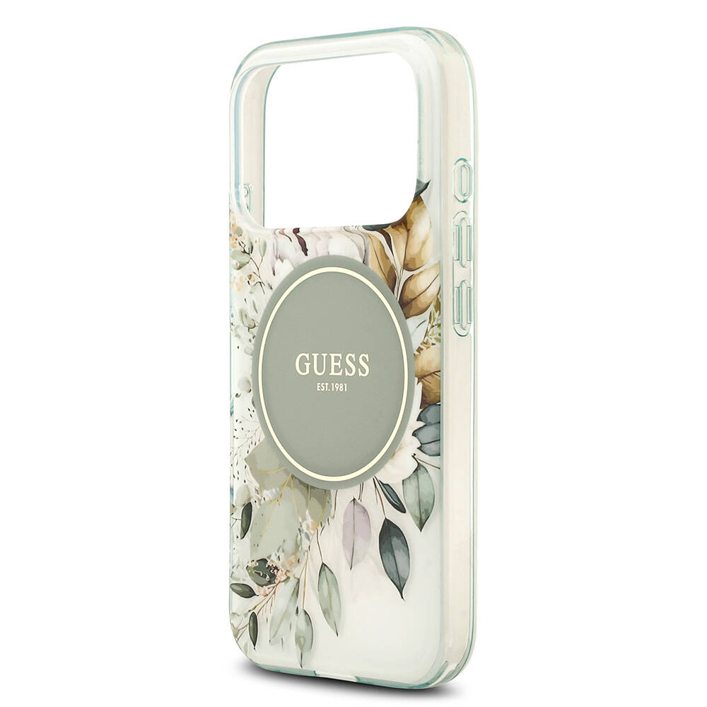 Apple iPhone 17 Pro Kılıf Guess Orjinal Lisanslı M-safe Şarj Özellikli Flower Tonal Circle Kapak - 23