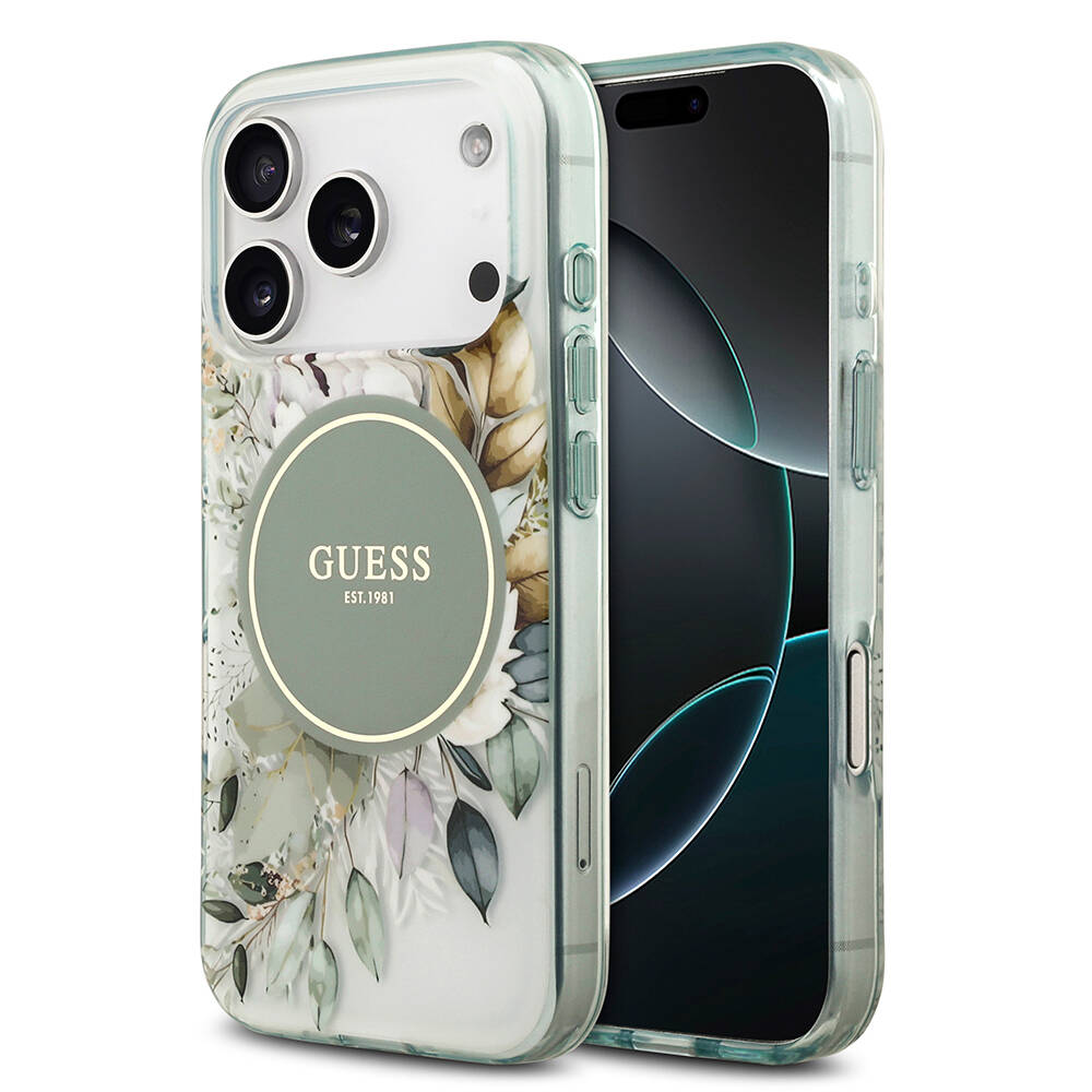 Apple iPhone 17 Pro Kılıf Guess Orjinal Lisanslı M-safe Şarj Özellikli Flower Tonal Circle Kapak - 1
