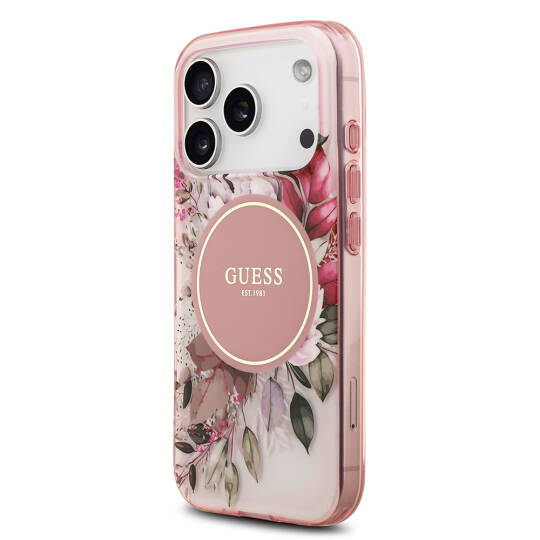 Apple iPhone 17 Pro Kılıf Guess Orjinal Lisanslı M-safe Şarj Özellikli Flower Tonal Circle Kapak - 5