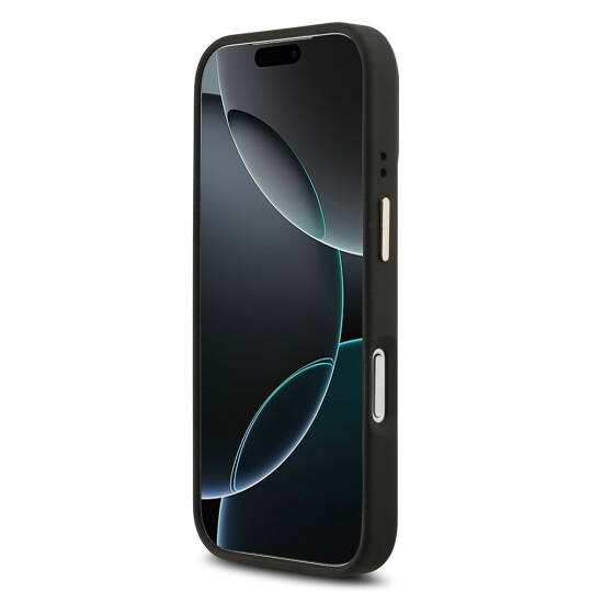 Apple iPhone 17 Pro Kılıf Guess Orjinal Lisanslı M-safe Şarj Özellikli Gold Metal Kamera Çerçeveli PU Deri 4G Desenli Yazı Logolu Kapak - 8