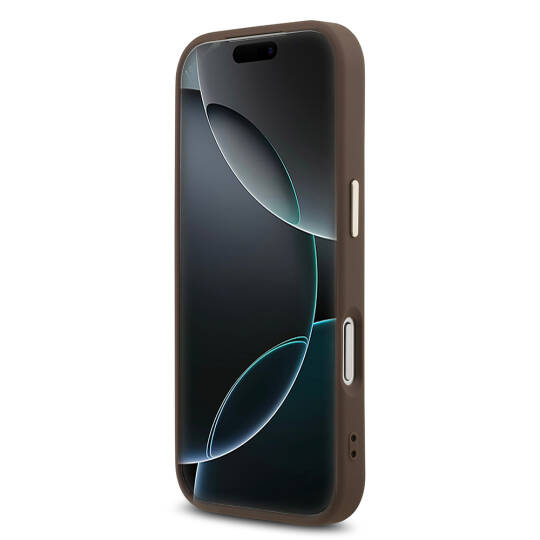 Apple iPhone 17 Pro Kılıf Guess Orjinal Lisanslı M-safe Şarj Özellikli Gold Metal Kamera Çerçeveli Taşlı Üçgen Logo 4G Desenli Kapak - 8