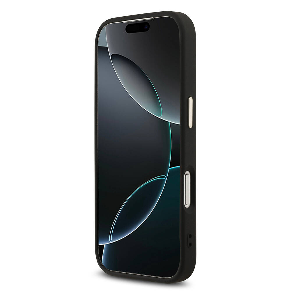 Apple iPhone 17 Pro Kılıf Guess Orjinal Lisanslı M-safe Şarj Özellikli Gold Metal Kamera Çerçeveli Taşlı Üçgen Logo 4G Desenli Kapak - 15