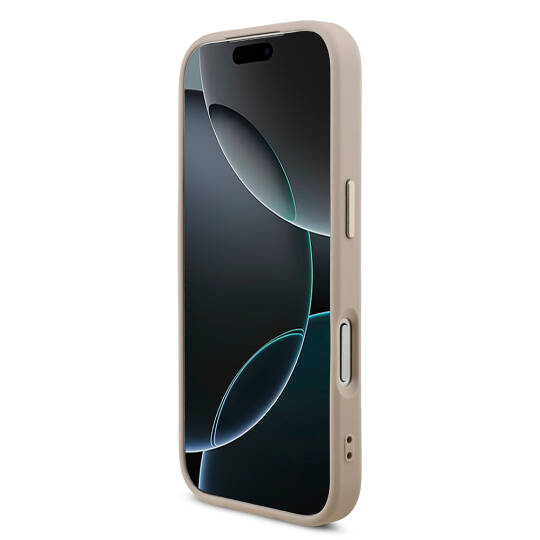 Apple iPhone 17 Pro Kılıf Guess Orjinal Lisanslı M-safe Şarj Özellikli Gold Metal Kamera Çerçeveli Taşlı Üçgen Logo 4G Desenli Kapak - 22