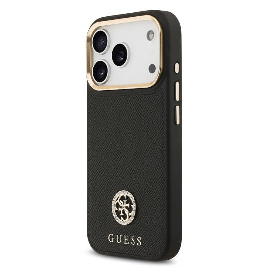 Apple iPhone 17 Pro Kılıf Guess Orjinal Lisanslı M-safe Şarj Özellikli Grained Yazı ve Taşlı 4G Logolu Kapak - 12