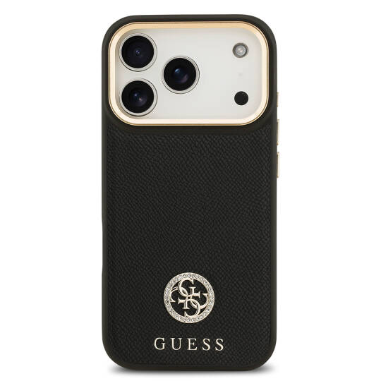 Apple iPhone 17 Pro Kılıf Guess Orjinal Lisanslı M-safe Şarj Özellikli Grained Yazı ve Taşlı 4G Logolu Kapak - 13