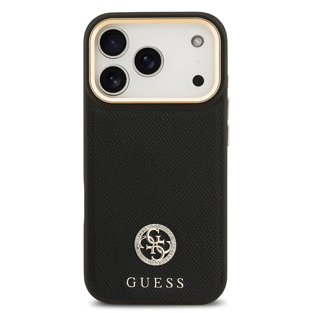 Apple iPhone 17 Pro Kılıf Guess Orjinal Lisanslı M-safe Şarj Özellikli Grained Yazı ve Taşlı 4G Logolu Kapak - 13