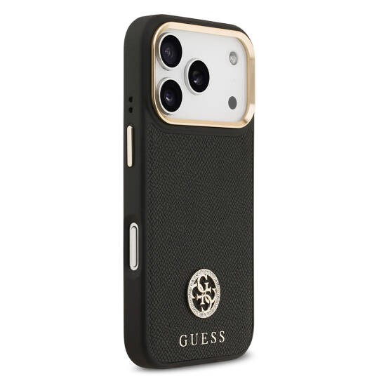 Apple iPhone 17 Pro Kılıf Guess Orjinal Lisanslı M-safe Şarj Özellikli Grained Yazı ve Taşlı 4G Logolu Kapak - 14
