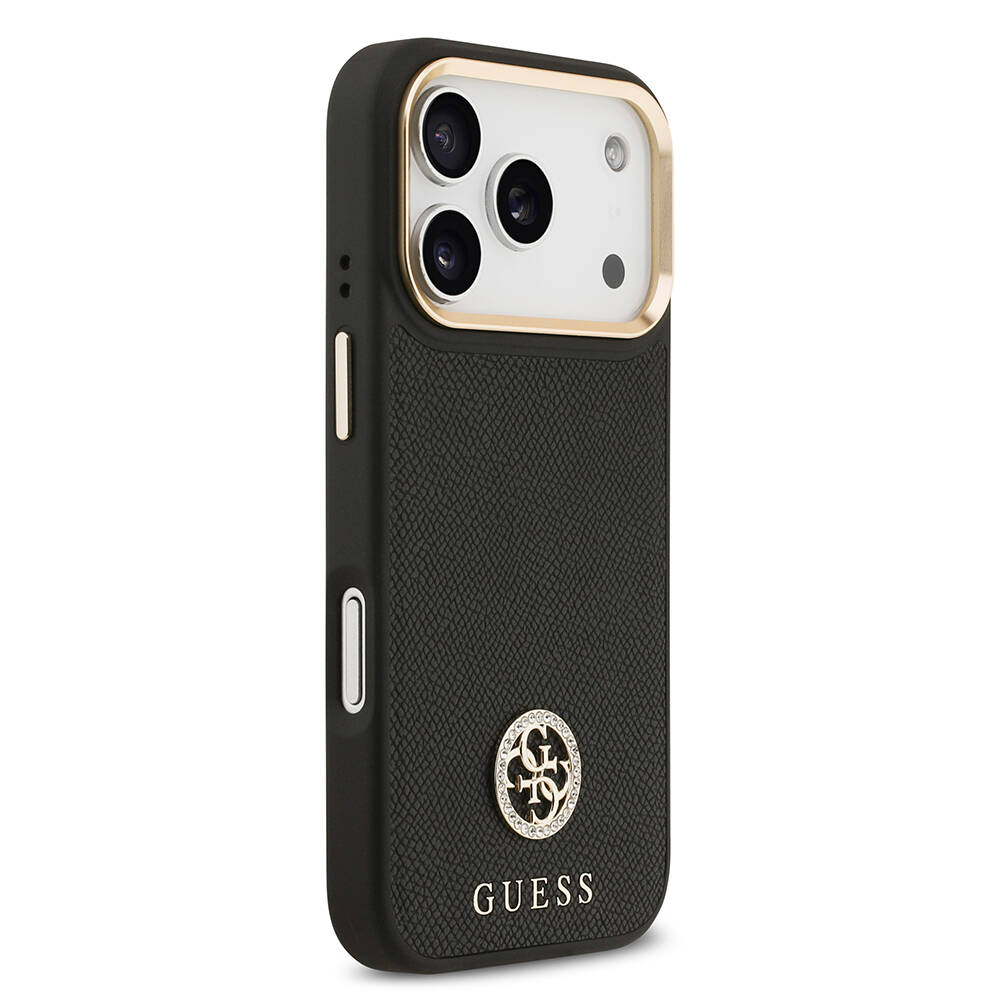 Apple iPhone 17 Pro Kılıf Guess Orjinal Lisanslı M-safe Şarj Özellikli Grained Yazı ve Taşlı 4G Logolu Kapak - 14