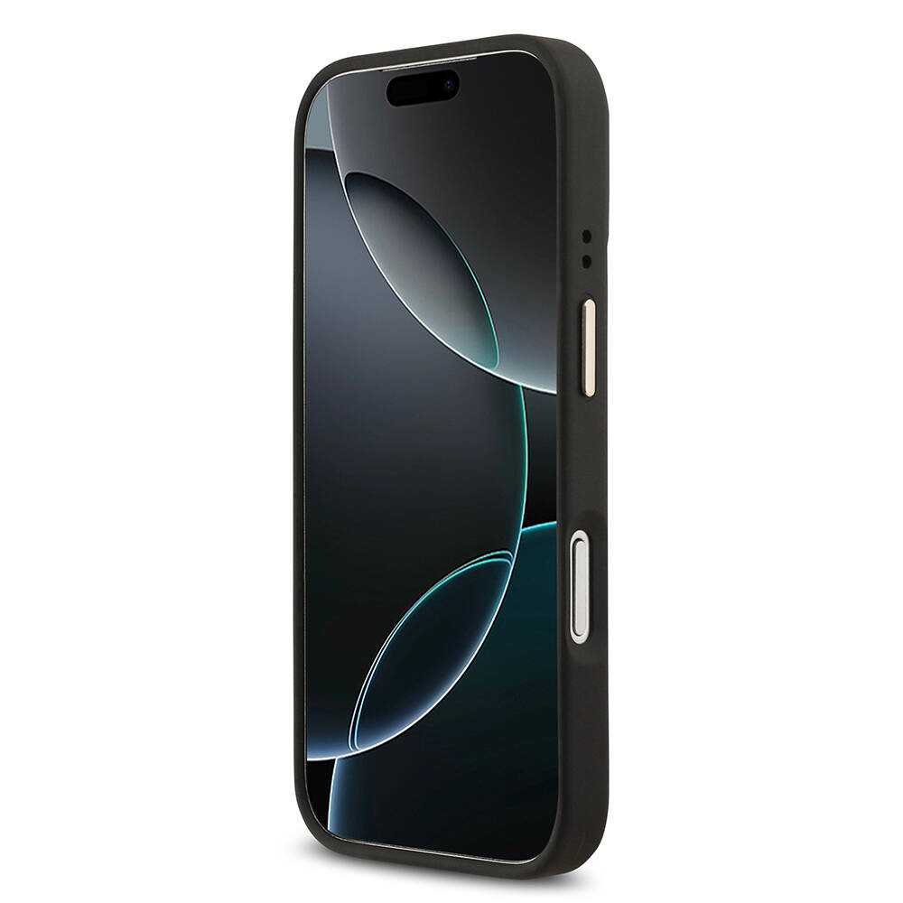 Apple iPhone 17 Pro Kılıf Guess Orjinal Lisanslı M-safe Şarj Özellikli Grained Yazı ve Taşlı 4G Logolu Kapak - 15