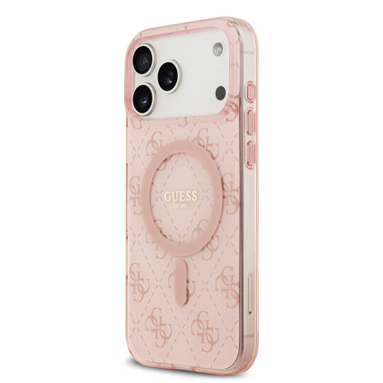 Apple iPhone 17 Pro Kılıf Guess Orjinal Lisanslı M-safe Şarj Özellikli IML Baskılı Klasik Logolu 4G Desenli Kapak - 4