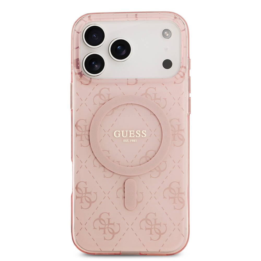 Apple iPhone 17 Pro Kılıf Guess Orjinal Lisanslı M-safe Şarj Özellikli IML Baskılı Klasik Logolu 4G Desenli Kapak - 5
