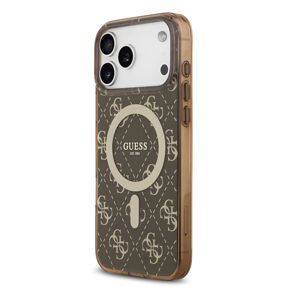 Apple iPhone 17 Pro Kılıf Guess Orjinal Lisanslı M-safe Şarj Özellikli IML Baskılı Klasik Logolu 4G Desenli Kapak - 10