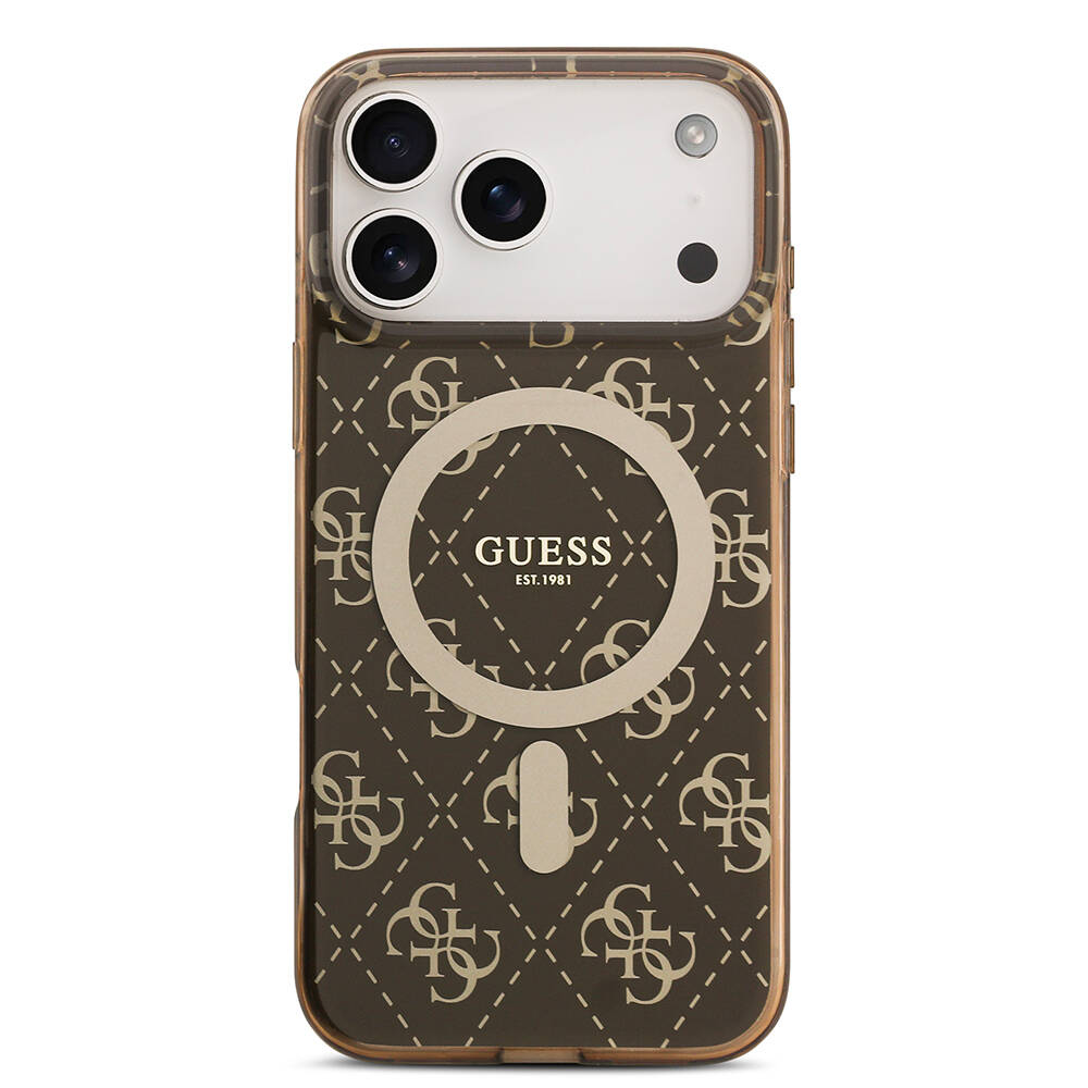 Apple iPhone 17 Pro Kılıf Guess Orjinal Lisanslı M-safe Şarj Özellikli IML Baskılı Klasik Logolu 4G Desenli Kapak - 11