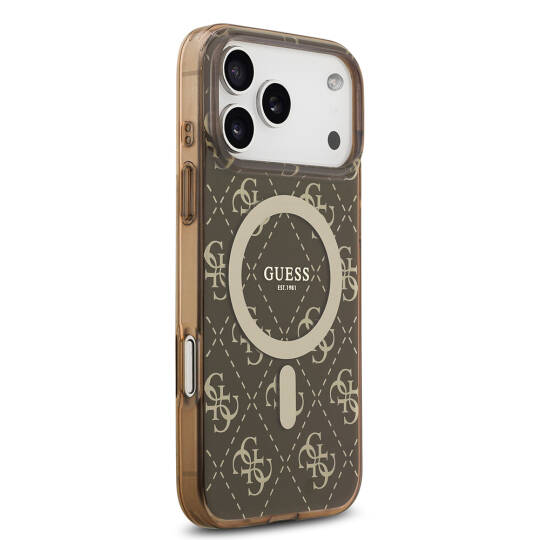 Apple iPhone 17 Pro Kılıf Guess Orjinal Lisanslı M-safe Şarj Özellikli IML Baskılı Klasik Logolu 4G Desenli Kapak - 12