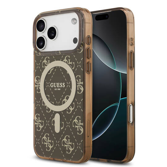 Apple iPhone 17 Pro Kılıf Guess Orjinal Lisanslı M-safe Şarj Özellikli IML Baskılı Klasik Logolu 4G Desenli Kapak - 2