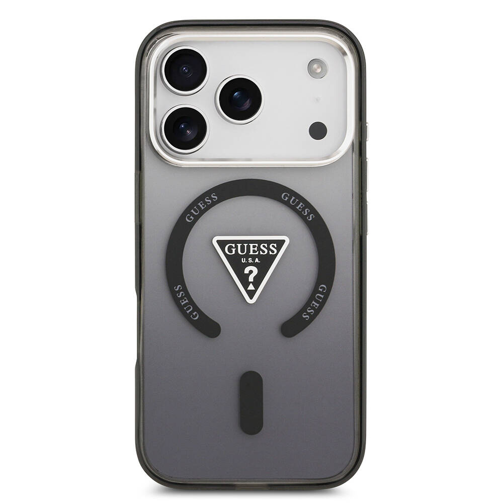 Apple iPhone 17 Pro Kılıf Guess Orjinal Lisanslı M-safe Şarj Özellikli IML Baskılı Üçgen Logolu Metal Kamera Çerçeveli Kapak - 5
