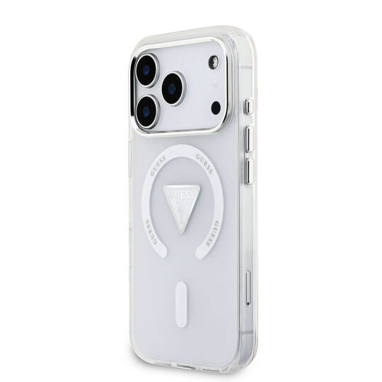 Apple iPhone 17 Pro Kılıf Guess Orjinal Lisanslı M-safe Şarj Özellikli IML Baskılı Üçgen Logolu Metal Kamera Çerçeveli Kapak - 10