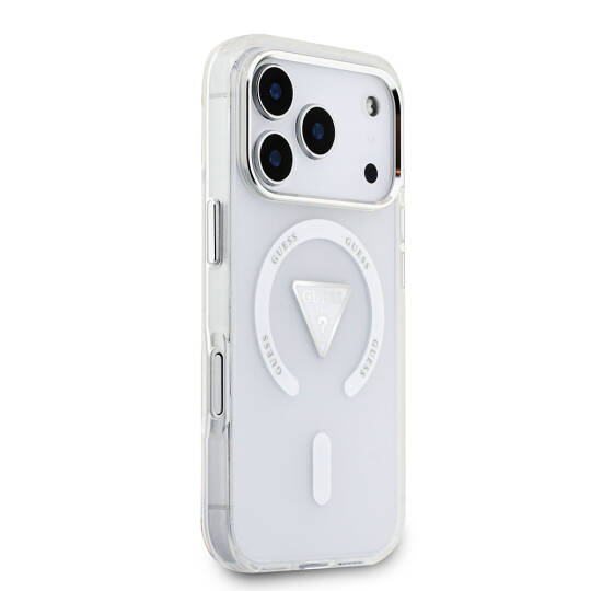 Apple iPhone 17 Pro Kılıf Guess Orjinal Lisanslı M-safe Şarj Özellikli IML Baskılı Üçgen Logolu Metal Kamera Çerçeveli Kapak - 12