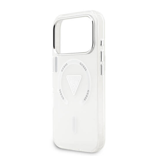 Apple iPhone 17 Pro Kılıf Guess Orjinal Lisanslı M-safe Şarj Özellikli IML Baskılı Üçgen Logolu Metal Kamera Çerçeveli Kapak - 14