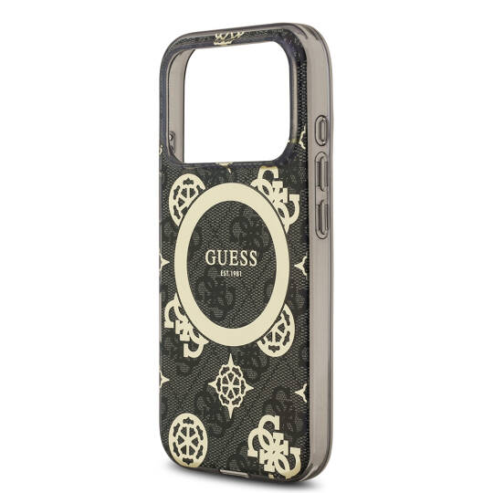 Apple iPhone 17 Pro Kılıf Guess Orjinal Lisanslı M-safe Şarj Özellikli IML Peony ve 4G Desenli Klasik Logolu Kapak - 9