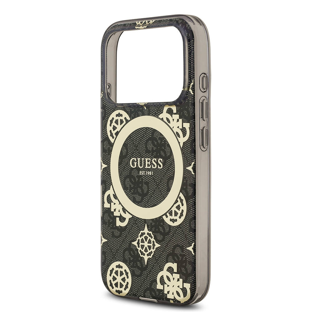 Apple iPhone 17 Pro Kılıf Guess Orjinal Lisanslı M-safe Şarj Özellikli IML Peony ve 4G Desenli Klasik Logolu Kapak - 9