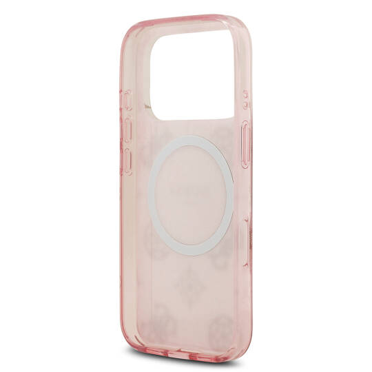 Apple iPhone 17 Pro Kılıf Guess Orjinal Lisanslı M-safe Şarj Özellikli IML Peony ve 4G Desenli Klasik Logolu Kapak - 22