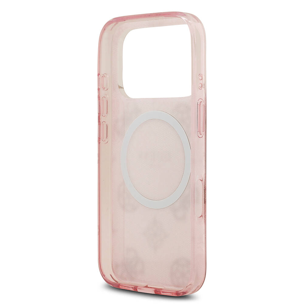 Apple iPhone 17 Pro Kılıf Guess Orjinal Lisanslı M-safe Şarj Özellikli IML Peony ve 4G Desenli Klasik Logolu Kapak - 22