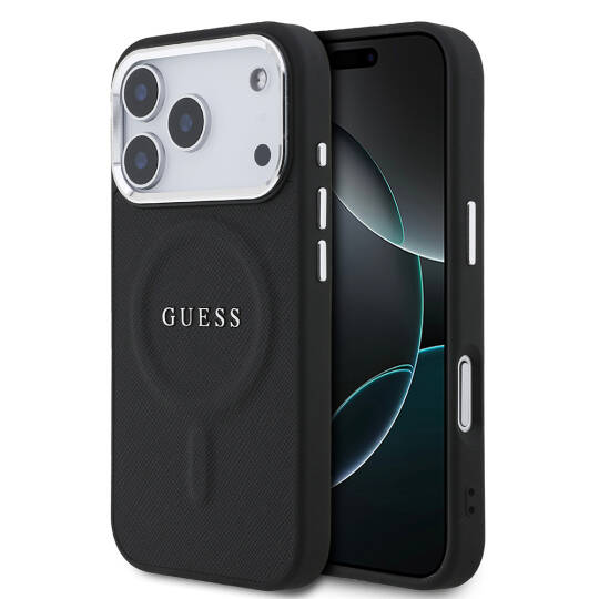 Apple iPhone 17 Pro Kılıf Guess Orjinal Lisanslı M-safe Şarj Özellikli Klasik Yazı Logolu PU Deri Kapak - 3