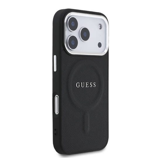 Apple iPhone 17 Pro Kılıf Guess Orjinal Lisanslı M-safe Şarj Özellikli Klasik Yazı Logolu PU Deri Kapak - 6