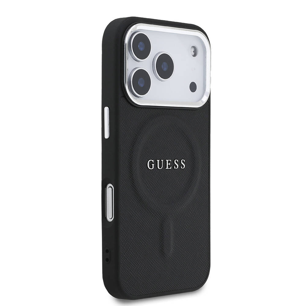 Apple iPhone 17 Pro Kılıf Guess Orjinal Lisanslı M-safe Şarj Özellikli Klasik Yazı Logolu PU Deri Kapak - 6