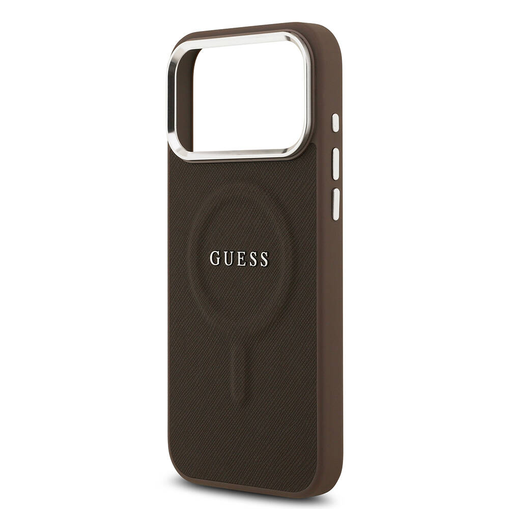 Apple iPhone 17 Pro Kılıf Guess Orjinal Lisanslı M-safe Şarj Özellikli Klasik Yazı Logolu PU Deri Kapak - 14