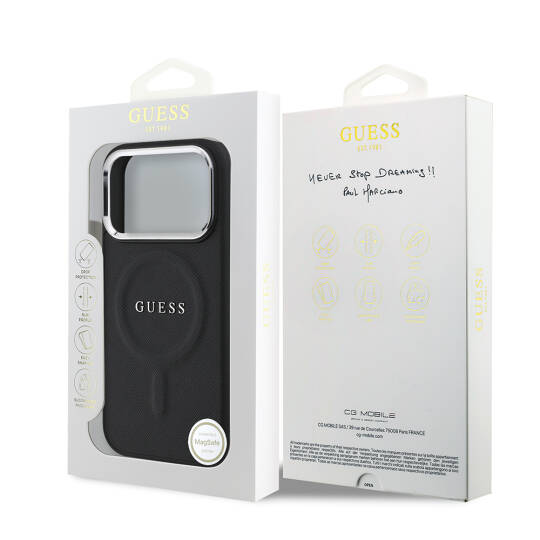 Apple iPhone 17 Pro Kılıf Guess Orjinal Lisanslı M-safe Şarj Özellikli Klasik Yazı Logolu PU Deri Kapak - 16