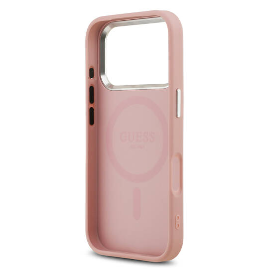 Apple iPhone 17 Pro Kılıf Guess Orjinal Lisanslı M-safe Şarj Özellikli Metal Kamera Çerçeveli Üçgen Logolu Glitter Kapak - 11