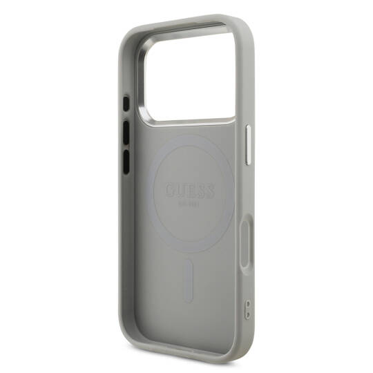 Apple iPhone 17 Pro Kılıf Guess Orjinal Lisanslı M-safe Şarj Özellikli Metal Kamera Çerçeveli Üçgen Logolu Glitter Kapak - 17