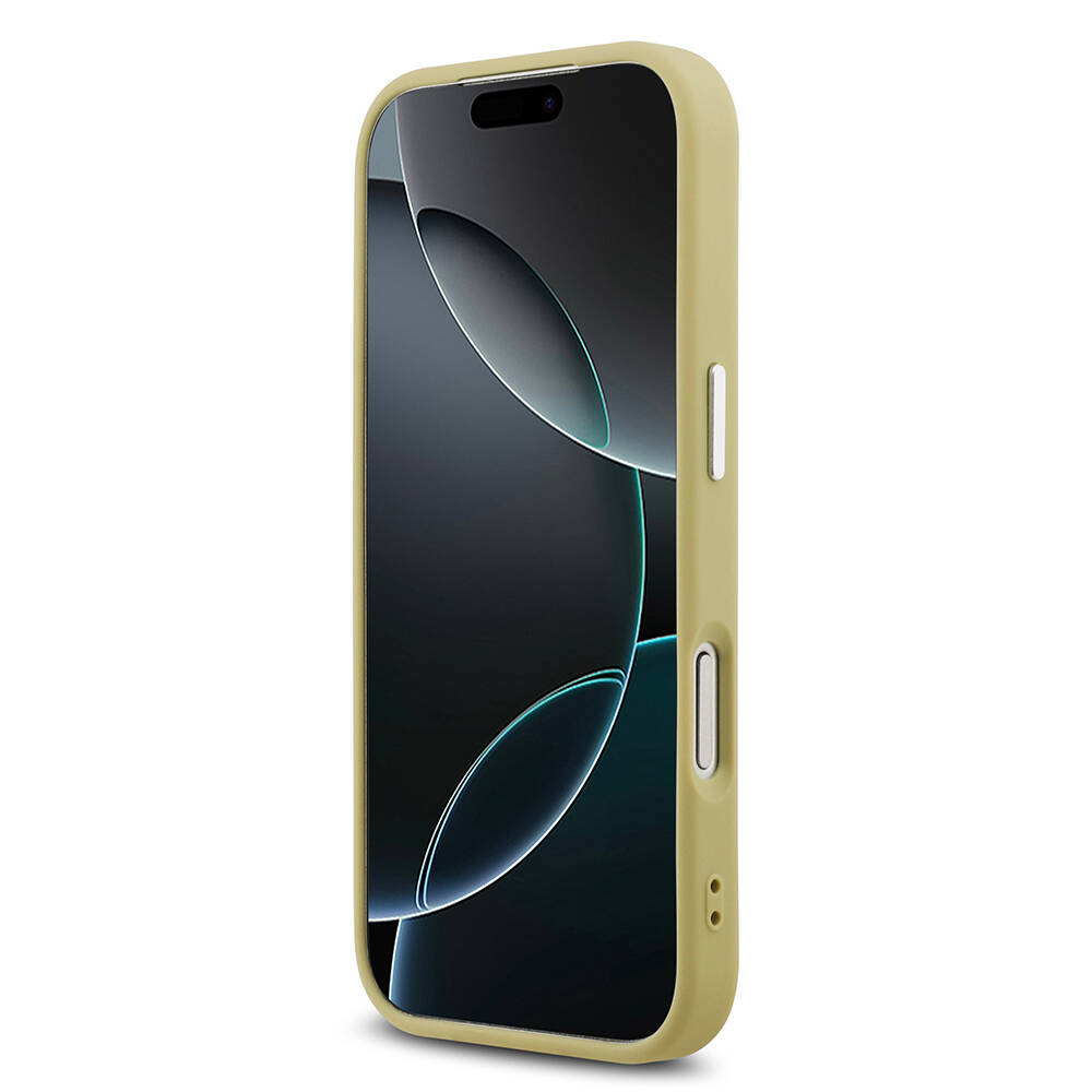 Apple iPhone 17 Pro Kılıf Guess Orjinal Lisanslı M-safe Şarj Özellikli Metal Kamera Çerçeveli Üçgen Logolu Glitter Kapak - 21