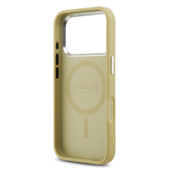 Apple iPhone 17 Pro Kılıf Guess Orjinal Lisanslı M-safe Şarj Özellikli Metal Kamera Çerçeveli Üçgen Logolu Glitter Kapak - 23