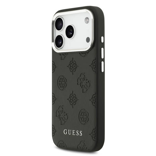 Apple iPhone 17 Pro Kılıf Guess Orjinal Lisanslı M-safe Şarj Özellikli Sıcak Baskılı Klasik Yazı Logolu PU Deri Peony Kapak - 11