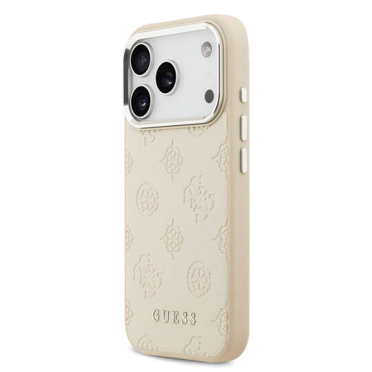 Apple iPhone 17 Pro Kılıf Guess Orjinal Lisanslı M-safe Şarj Özellikli Sıcak Baskılı Klasik Yazı Logolu PU Deri Peony Kapak - 4