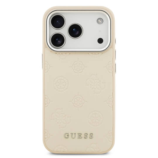 Apple iPhone 17 Pro Kılıf Guess Orjinal Lisanslı M-safe Şarj Özellikli Sıcak Baskılı Klasik Yazı Logolu PU Deri Peony Kapak - 5