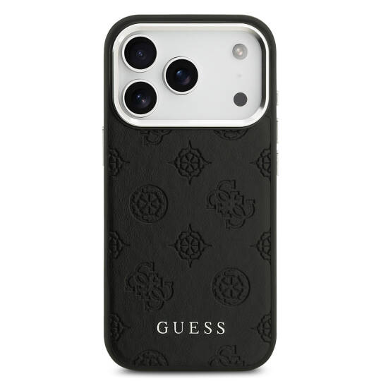 Apple iPhone 17 Pro Kılıf Guess Orjinal Lisanslı M-safe Şarj Özellikli Sıcak Baskılı Klasik Yazı Logolu PU Deri Peony Kapak - 12