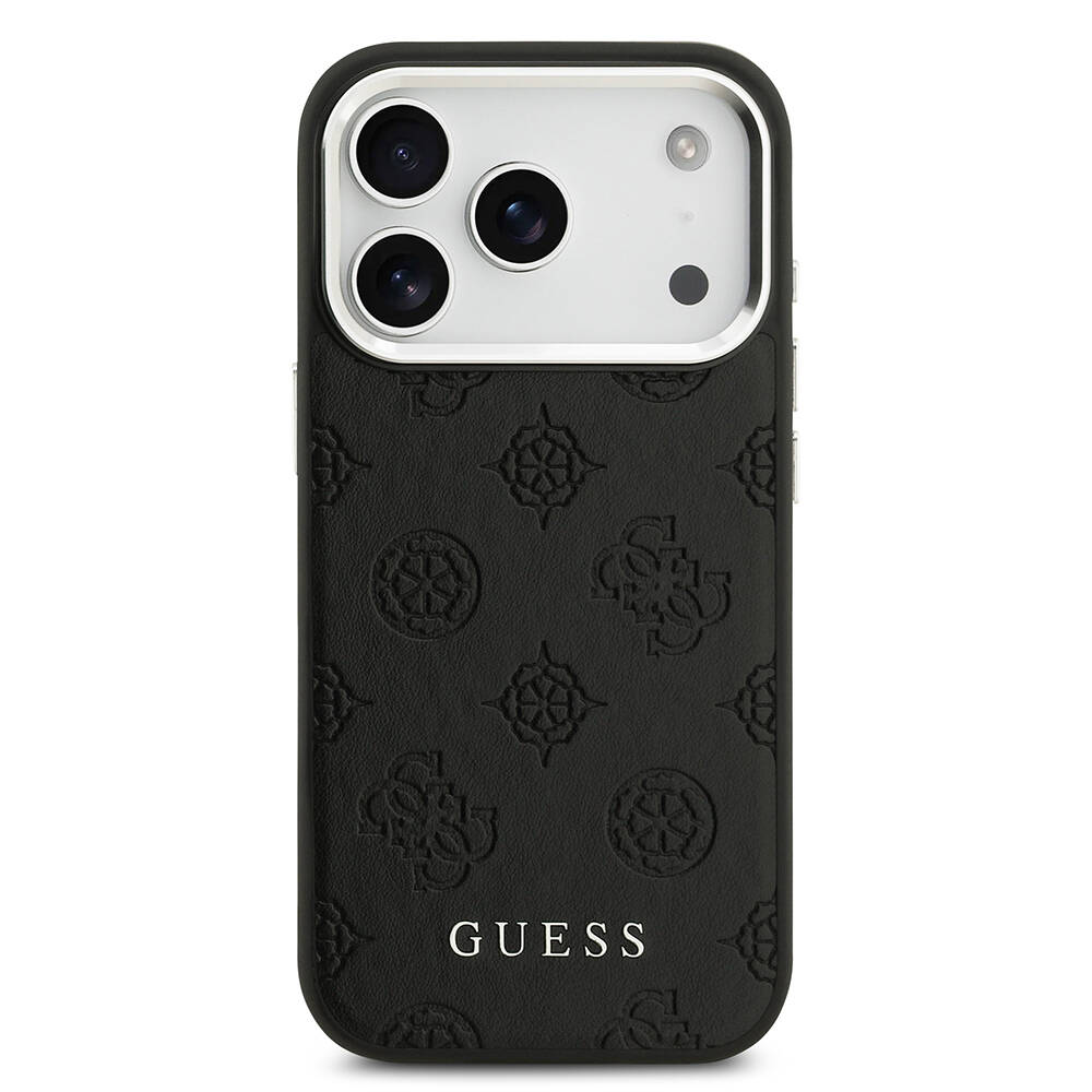 Apple iPhone 17 Pro Kılıf Guess Orjinal Lisanslı M-safe Şarj Özellikli Sıcak Baskılı Klasik Yazı Logolu PU Deri Peony Kapak - 12