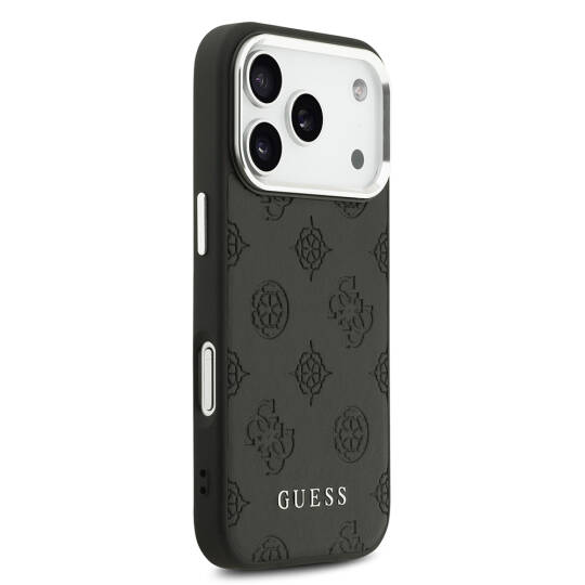 Apple iPhone 17 Pro Kılıf Guess Orjinal Lisanslı M-safe Şarj Özellikli Sıcak Baskılı Klasik Yazı Logolu PU Deri Peony Kapak - 13