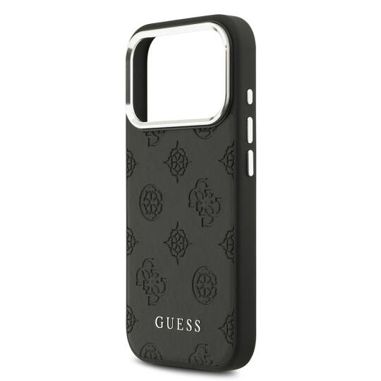 Apple iPhone 17 Pro Kılıf Guess Orjinal Lisanslı M-safe Şarj Özellikli Sıcak Baskılı Klasik Yazı Logolu PU Deri Peony Kapak - 15